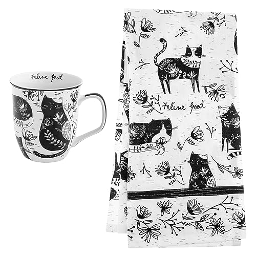 Karma Gifts, Boho Mug & Boho Tea Towel Set, Cat