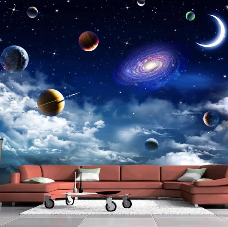 Décoration murale salon avec le grand panoramique galaxie pour plafond