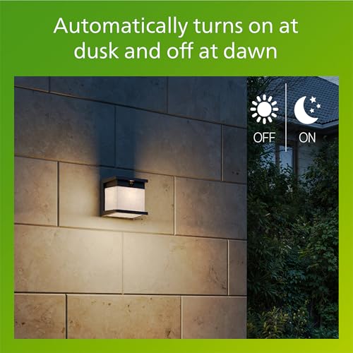 Philips Diara Outdoor Solar Wall Light, IP44 Weather-Resistant, Durable, Anti-UV Plastic, Motion Sensor, Dusk-to-Dawn, Replaceable Battery, Black, 2700K, 1 Light thumbnail 5