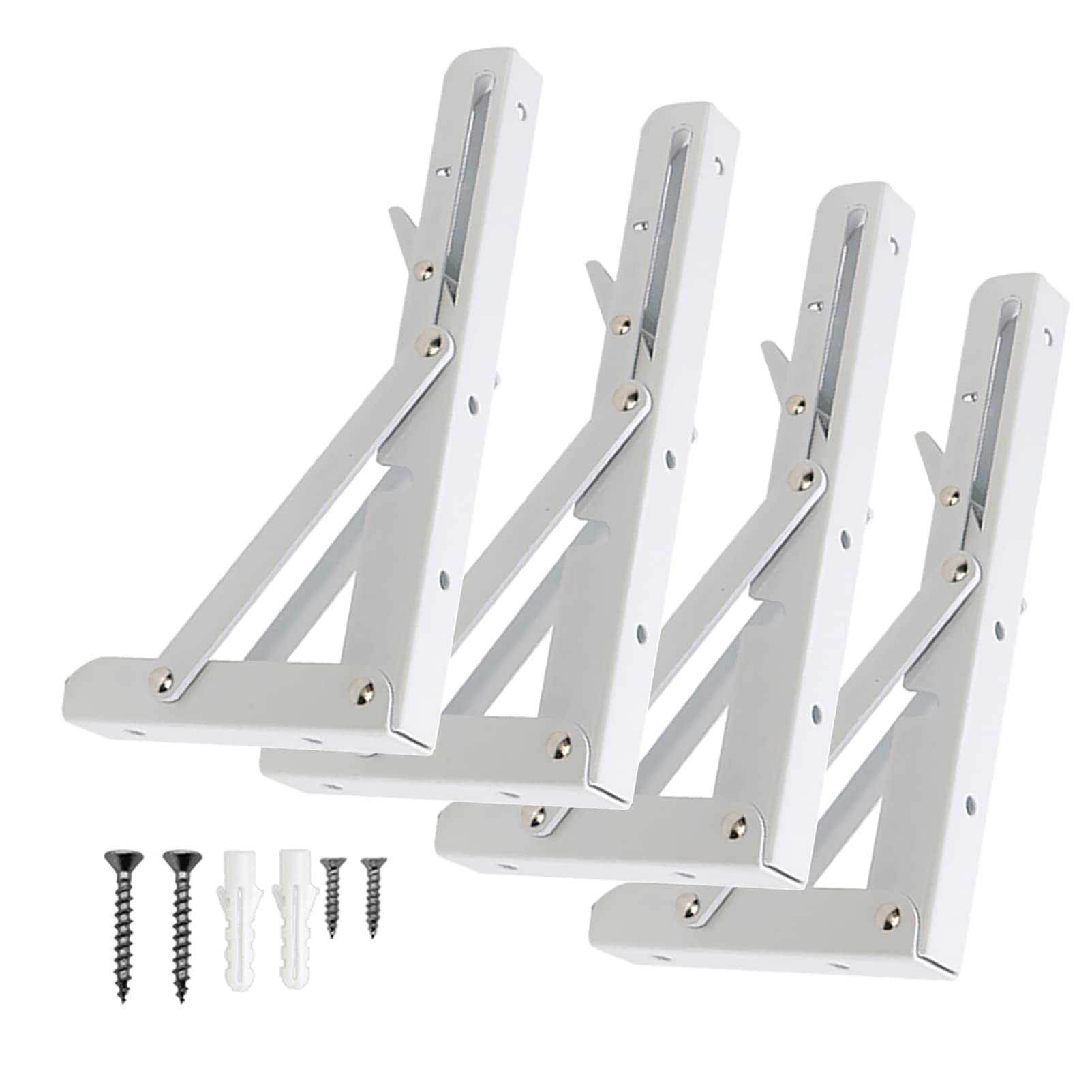 Klappbare Regalhalterungen 12 Zoll, 4 Stück Regalhalterungen, schwebende Regalhalterungen, Wandhalterung, Küchenregale, für Tisch-Werkbank, platzsparende DIY-Regal-Scharnierhalterung (Weiß 35 x 17,5