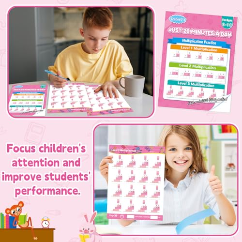 Image of Single&Double Digit Multiplication Math Problem Workbook for 2nd Grade 3rd Grade 4th, Multiplication Practice Worksheets One Page A Day Math for Ages 7-10, Math Repetition Exercise Daily, 56 Pages