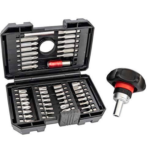 Ratcheting Screwdriver Kit Set - Ergonomic Stubby Ratcheting Screwdriver, Torque Assist - 48
