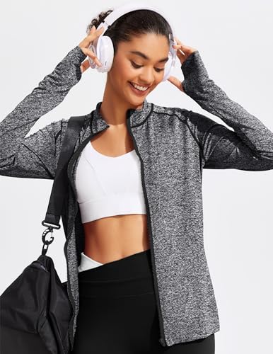 Pinspark Lightweight Workout Jacket For Women Full Zip Slim Fit Athletic Running Jacket With Thumb Holes Zipper Pockets thumb #2