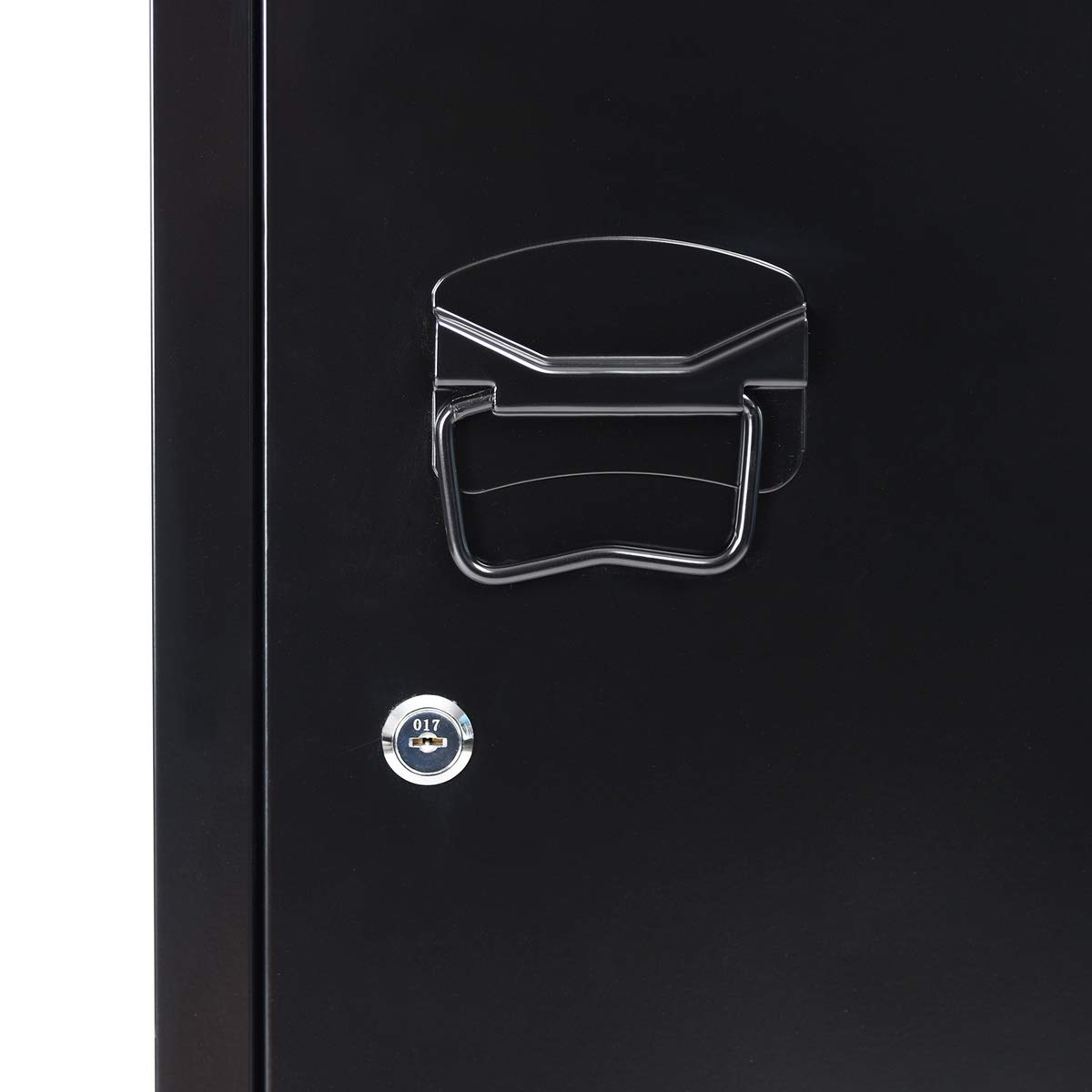 FurnitureR Raccoglitore stile industriale armadio portaoggetti con chiave, armadio chiudibile, mobili da ufficio, 38,2 x 38,2 x 137,3 cm, nero