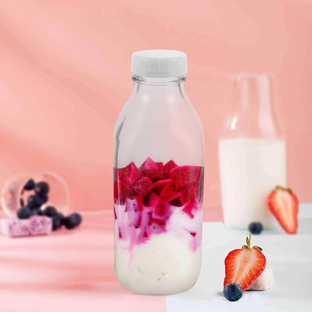 Amazon｜TOPPERFUN 牛乳瓶 ガラスびん 1000ml ガラス 牛乳 保存容器 