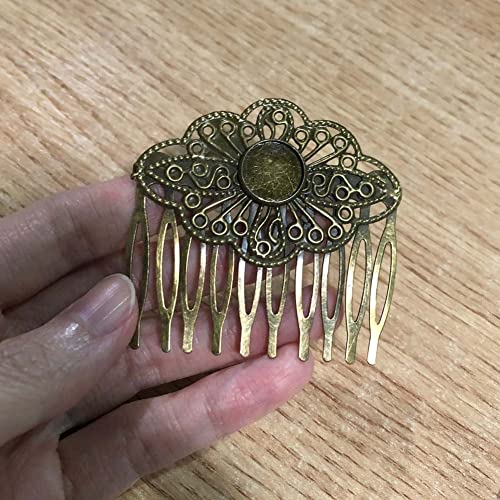 2 Pcs Retro Carved Flower Bronze Side Combs Decorative Mini Hair Combs Diy Bridal Veil Hair Accessories, 2 Inches #TOP2