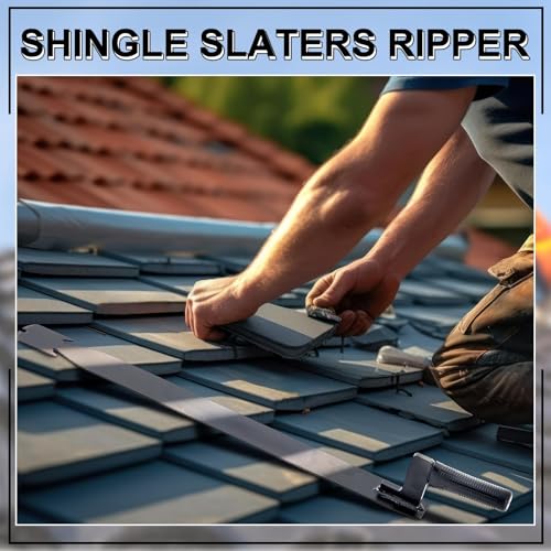 Image of Shingle Slaters Ripper, Steel Roof Ripper Shingle Remover Slate Puller Rip Slate Slating Nail Remover for Slaters Roofers Roofing(Black,23 Inch)