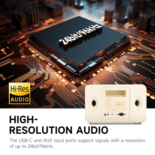 Image of Edifier D32 Tabletop Wireless Speaker, Hi-Res Audio Bluetooth Speaker, Portable Retro Combo Speaker, 60 Watts RMS, Bluetooth 5.3, 11-Hour Playtime, White