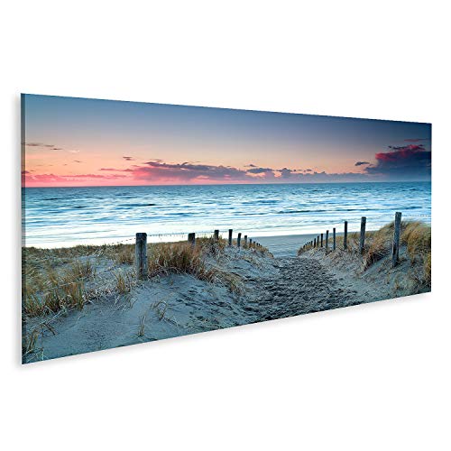 islandburner Cuadro en Lienzo Atardecer sobre la Playa de Arena del Mar del Norte, Holanda Cuadros Modernos Decoracion Impresión Salon