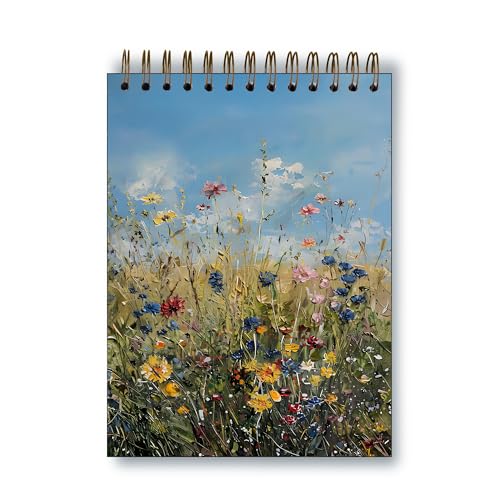 Carnet à spirales avec couverture rigide premium au style rétro floral