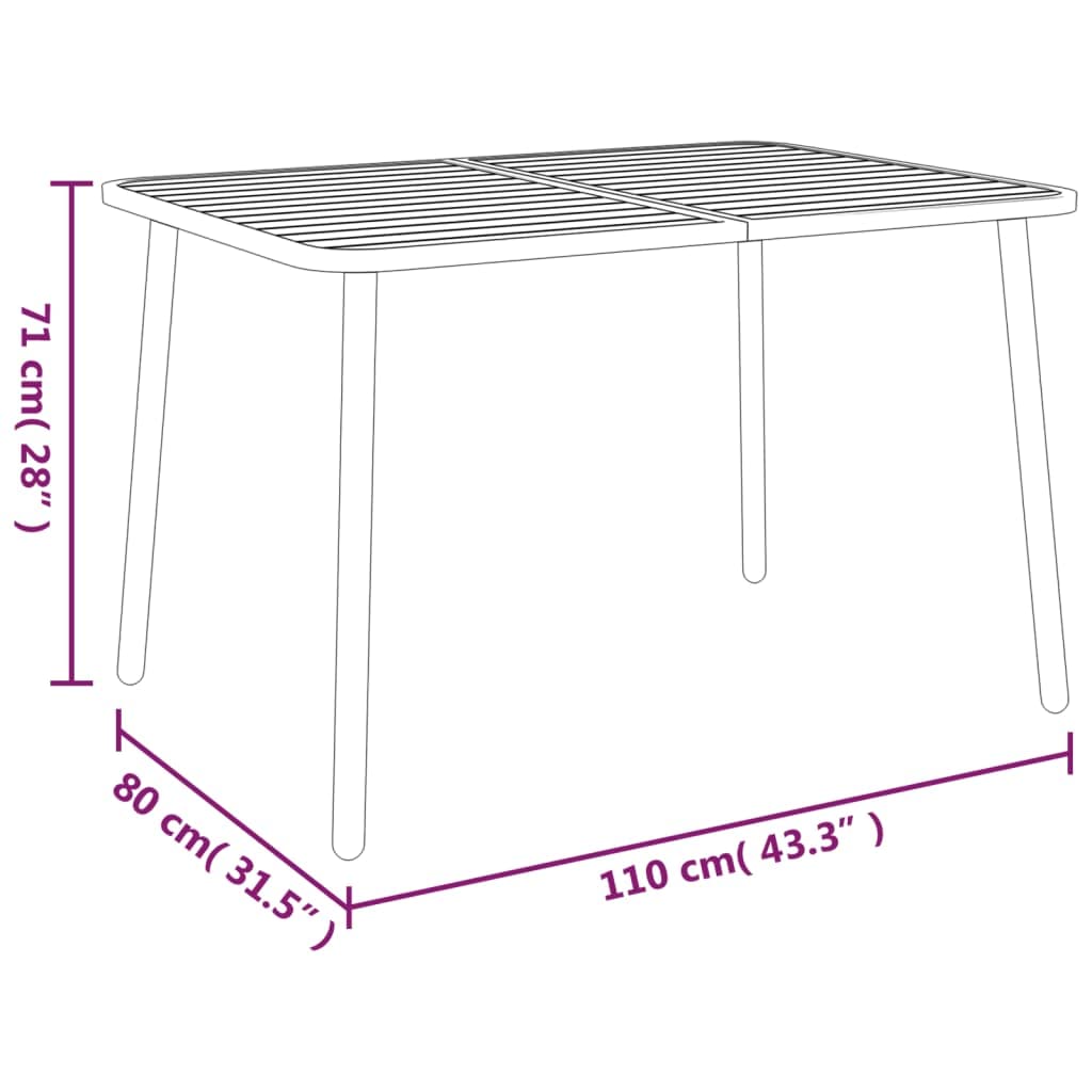 Mesa de Jardín vidaXL Acero Gris Antracita 110x80x71 cm, Mesa de Exterior, Muebles de Jardín
