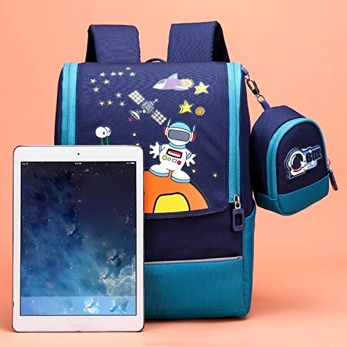 Image of Party Propz Space Theme School Bags for Kids - Backpack for Boys with Small Space Pouch | Astronaut Bag for Kids | School Bags for Boys Kids | Small Bag for Kids Boys | Shoulder Bag for Kids | Kids Book Bag