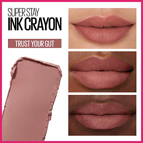 Maybelline New York Super Stay Ink Crayon Lipstick Makeup, Precision Tip Matte Lip Crayon With Built-In Sharpener, Longwear Up To 8Hrs, Trust Your Gut, Mauve Nude Pink, 1 Count #TOP3