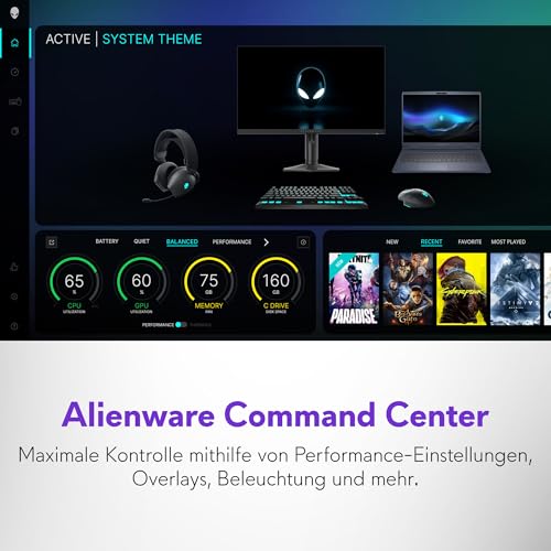Alienware 16x Aurora Gaming Laptop AC16251 16 WQXGA 240Hz G-Sync Display, Intel Core Ultra 9 275HX Series 2, Nvidia Geforce RTX 5070, 32GB RAM, 1TB SSD, Windows 11 Home, AlienFX RGB QWERTZ Tastatur