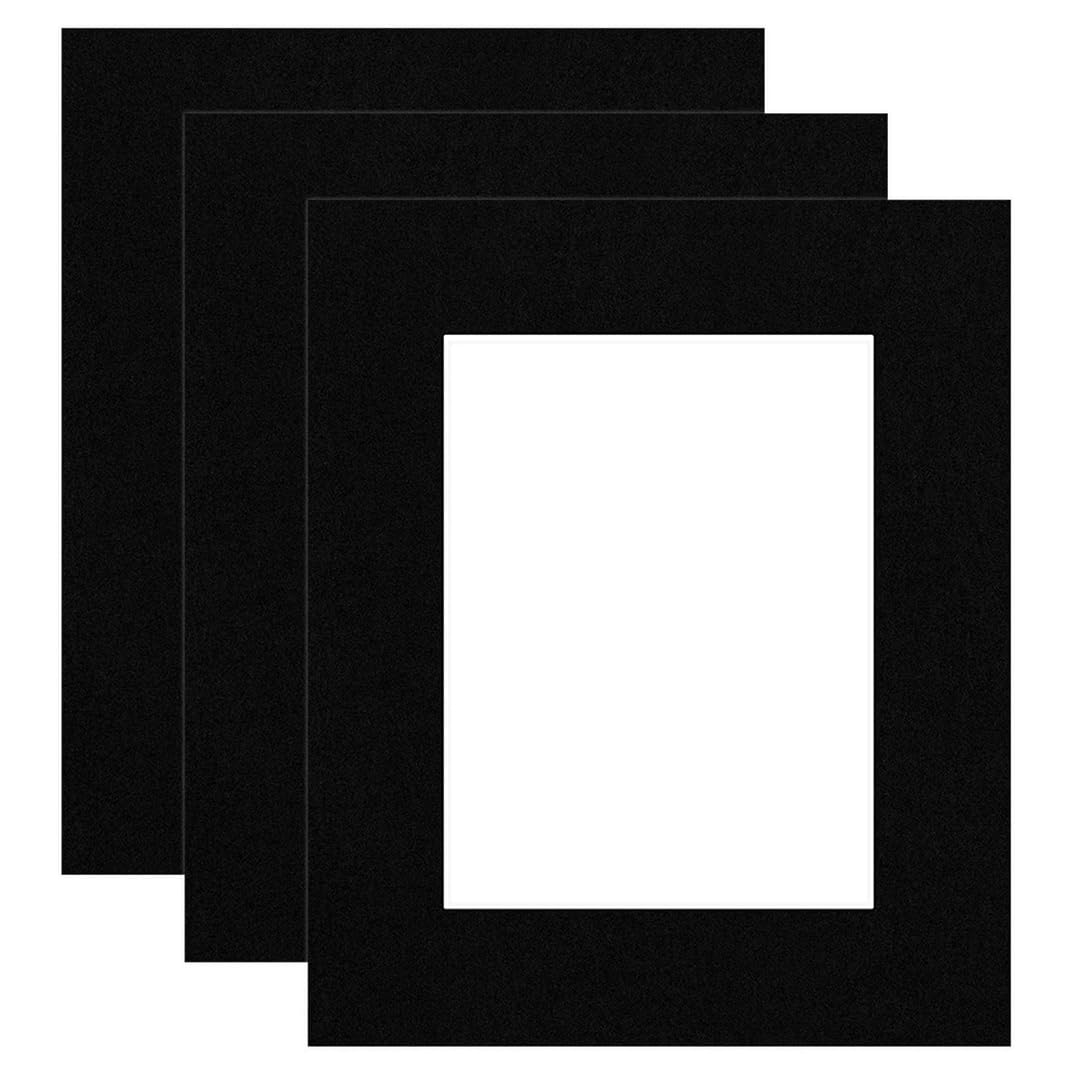 Procut Global 12x10" Black Picture Mounts Board to Fit 8x6" Aperture Size - Photo Mount Card Ideal for Prints, Artwork, Crafts & Certificates - Sizes & Colors Available - Pack of 3 — image 1