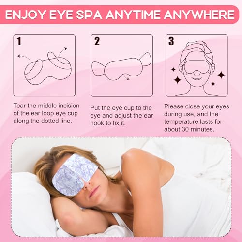 XPCARE 32 Pack Steam Eye Masks for Dry Eyes, SPA Warm Sleep Eye Mask, Disposable Heated Eye Mask for Dark Circles, Puffy Eyes, Relief Stress Eye Fatigue(Rose) - Image 5