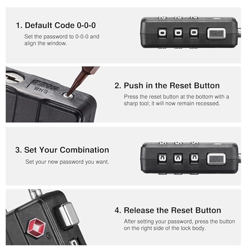 Image of Puroma 2 Pack TSA Locks for Luggage Lightweight 4 Digit Code Padlock Black