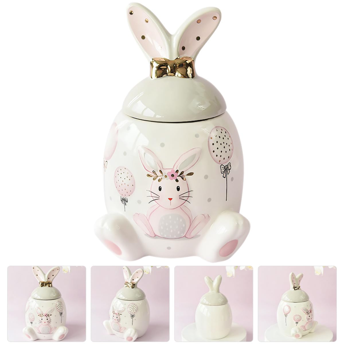Contenitore in Ceramica per Alimenti 1000ml a Forma di Coniglietto, Barattolo per Spezie e Bustine di Tè, Conservazione Salvaspazio per Cucina e Dispensa