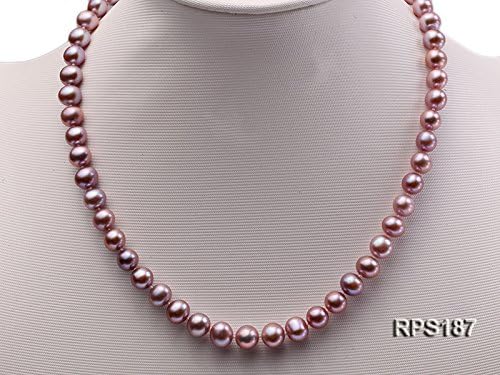 Miniatura 7 de JYX Pearl Juego de collar de perlas redondas cultivadas de agua dulce natural de 0.276-0.315 in de calidad AA+, Perla, Perla