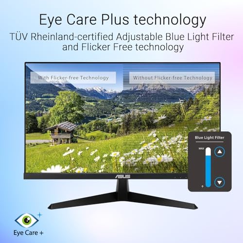 Image of ASUS 24 inch IPS Gaming Office Monitor, FHD 1080P, 120Hz, 1ms, LED Backlight, Adaptive-Sync, Low Blue Light, Eye Care, VESA Mountable, HDMI, VGA, Tilt Adjustment, Black