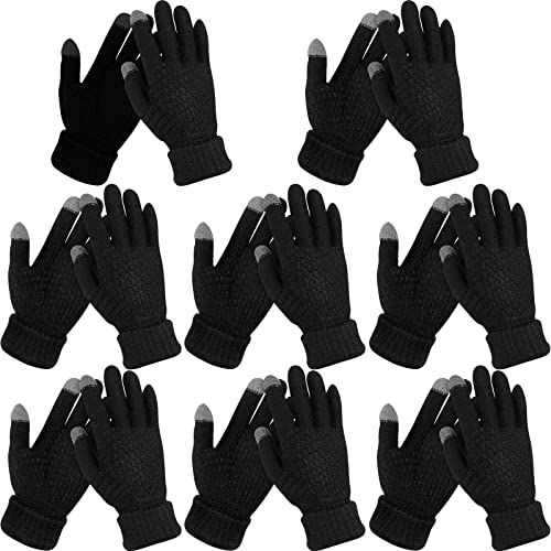 SATINIOR 8 Pairs Kids Winter Gloves, Fleece Lined Touchscreen Gloves Knit Elastic Texting Warm Gloves for Boys