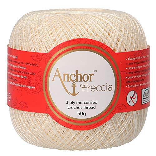 Anchor Freccia Stärke 20 4771020-06650 weiß Häkelgarn, 100 % Baumwolle