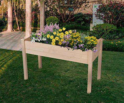 GOOD LIFE Outdoor Patio Wooden Raised Garden Bed Elevated Planter Flower Box Nature Color LNG379 - Thumbnail 2