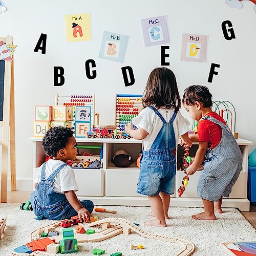 Image of Qilery 32 Sheets 4 Inch Letter and Number Stickers Self Adhesive Vinyl Letters Alphabet Stickers Big Font Letters Number Tags for School Classroom Home Mailbox Decor (Black)