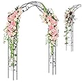 IRONMAX Garden Arch, Heavy Duty Galvanized Steel Arbor w/ 7 Sizes & Metal Flower Leaf Decoration, Outdoor Garden Trellis for Climbing Plants Rose Vines & Wedding Party Ceremony
