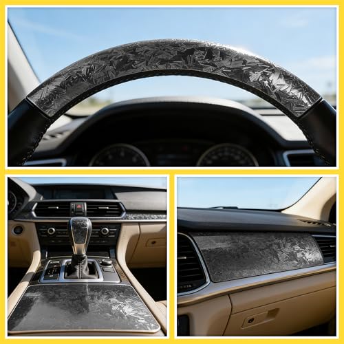 Image of Lypumso Forged Carbon Fiber Vinyl Wrap, Gloss Holographic Chrome Mirror Car Wrap Vinyl DIY Auto Sticker Decal Film Sheet with Bubble Free Air Release (Black, 1ft x 10ft)