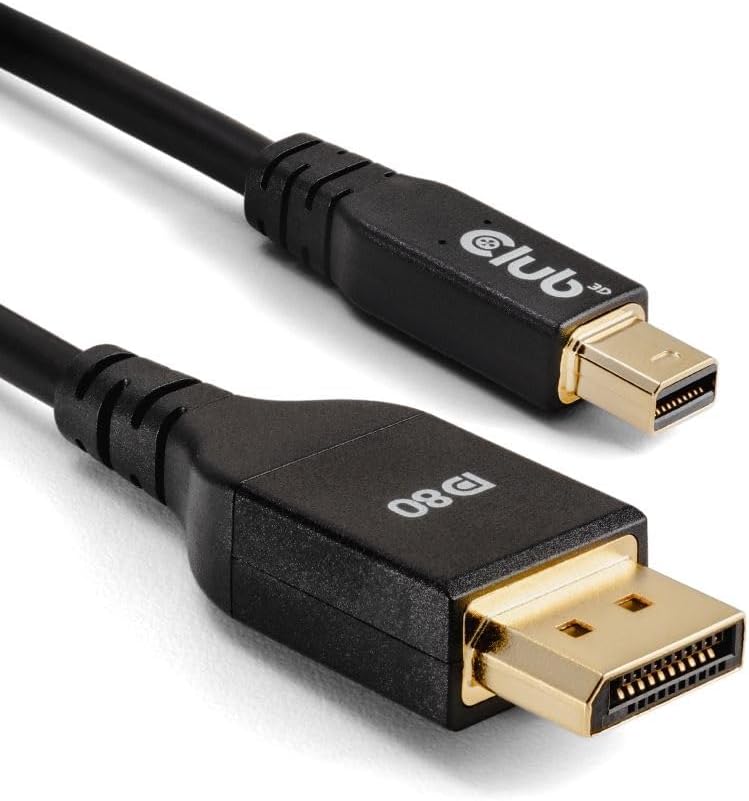 Club 3D CAC-1116 Mini DisplayPort to DisplayPort Bi-Directional VESA DP80 Certified Cable M/M 1m/3.28ft