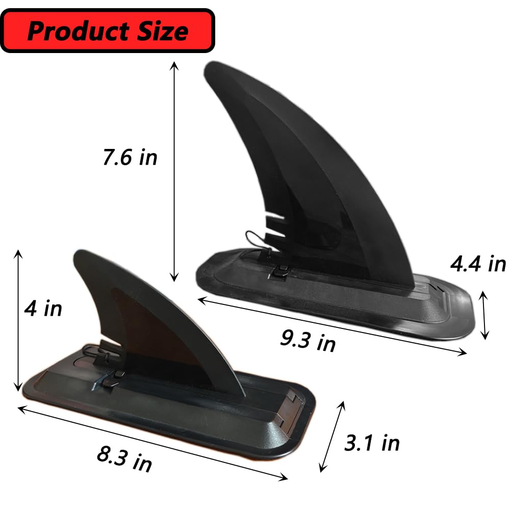 LOOEEL Lot de 3 ailerons de surf, palmes gonflables, 1 aileron central de 17,8 cm et 1 paire d'ailerons centraux de 10,2 cm avec base, aileron de quai amovible pour planche longue, pagaie, planche de