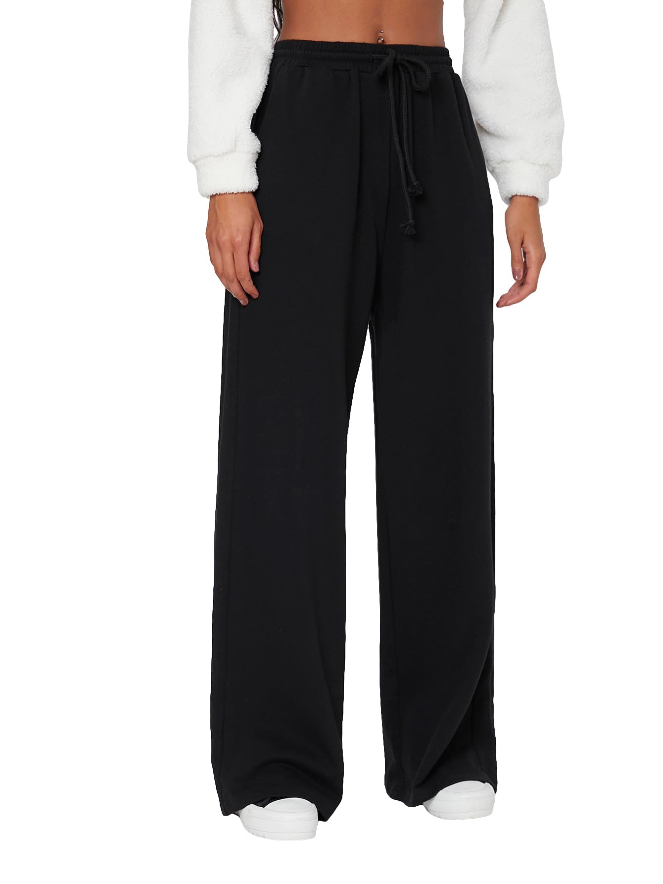 SOLY HUX Women's Drawstring High Waisted Wide Leg Long Pants Casual Sweatpants