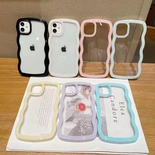 Image of MIDOS Back Cover Compatible with iPhone 14 Plus, Cute Curly Wave Frame Clear Case for Girls Women, Transparent Soft Silicone TPU Bumper Shockproof Protective Cover for iPhone 14 Plus (Purple)