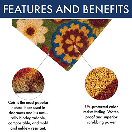 Notrax, Summer Flowers, Handmade Natural Coir Doormat, Entry Mat For Indoor Or Outdoor Use, 18"X30", C11 (C11S1830Sf) #TOP3