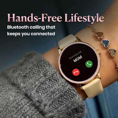 Image of Toreto Allure Women Smartwatch with 1.27 inch IPS Display, Bluetooth Calling, Wireless Charging, Health & Fitness Tracking, IP65 Water Resistant, Smart Notifications - Compatible with HryFine App