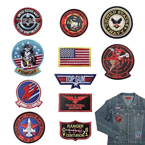 MisFun 11 Piezas Parches Bordado, Hierro Bordado en Parches Bandera Air Force Marine Corps Ejército Militar Táctico Chaqueta Logotipo Apliques, Bordado para Camiseta Jeans Bolsas de Lavandería