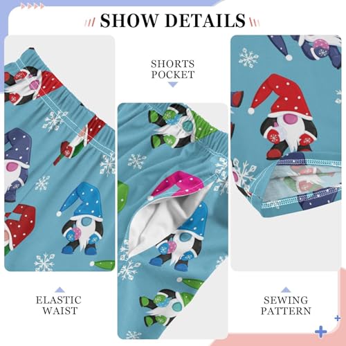 Colorful Gnome Snow Boys Long Pants Soft Trousers Elastic Waist Kids Lounge Bottoms with Pockets S-XL4