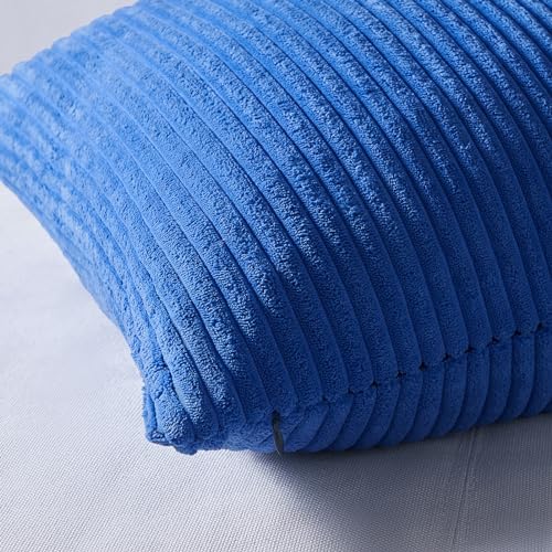 Image of Topfinel Euro Shams Decorative Throw Pillow Covers 26x26 Inch Set of 4,Soft Accent Corduroy Striped Blue Gradient Color Large Cushion Cover for Beach,Patio,Balcony,Living Room,Summer Home Decor