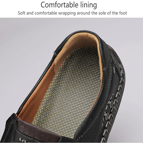 Men's Classic Vintage Leather Hand Stitched Flat Loafers Outdoor Comfortable Non-Slip Lightweight Driving Casual Shoes3