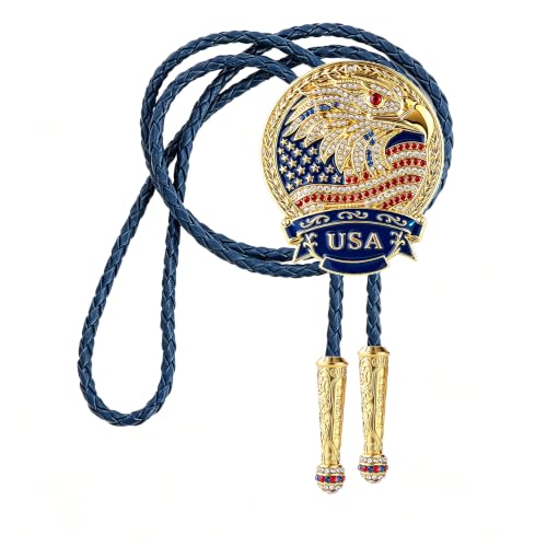 Image of GelConnie Bolo Ties for Men Women Western Cowboy Tie Mens Western Necklace Leather Necktie Gold Bolero Tie Cowboy Necklace