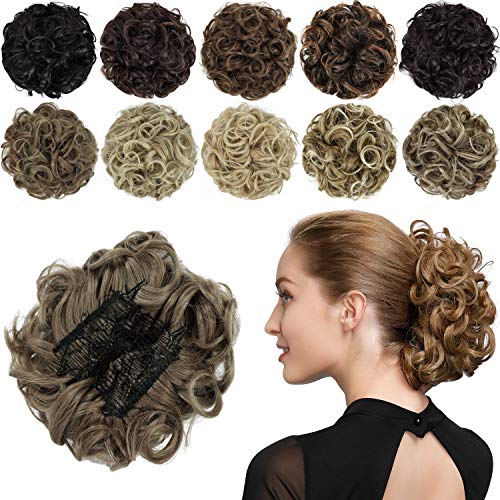 Rose bud Chignon Hairpiece Curly Bun Extensions Scrunchie Updo...
