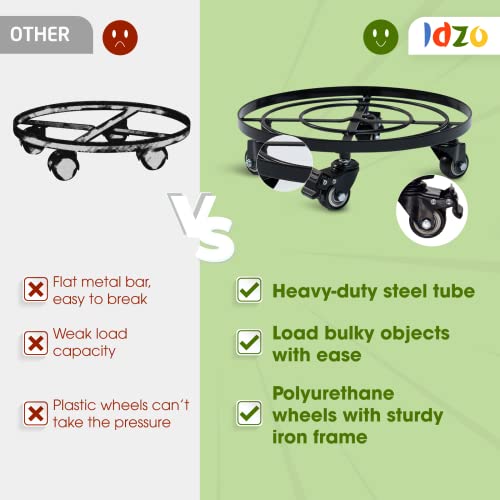 Idzo Square Metal Heavy Duty Plant Caddy With Wheels, Cast Iron Plant Dolly, Plant Stand With Wheels, Load Capacity 385 Lbs, Repositioning Heavy Pots, Hauling Heavy Household Items, 14 Inch - Black #TOP2