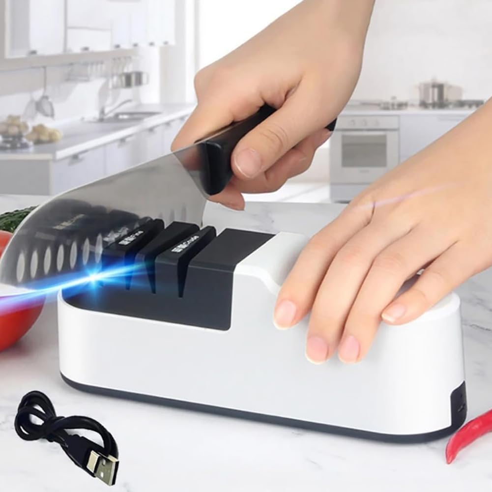 Elektryczna ostrzałka do noży Wysoka precyzja Gospodarstwo domowe Mały kamień do szybkiej ostrzenia W pełni automatyczny nóż kuchenny Akumulatorowa ostrzałka do noży, do noży Nożyczki Gospodarstwo