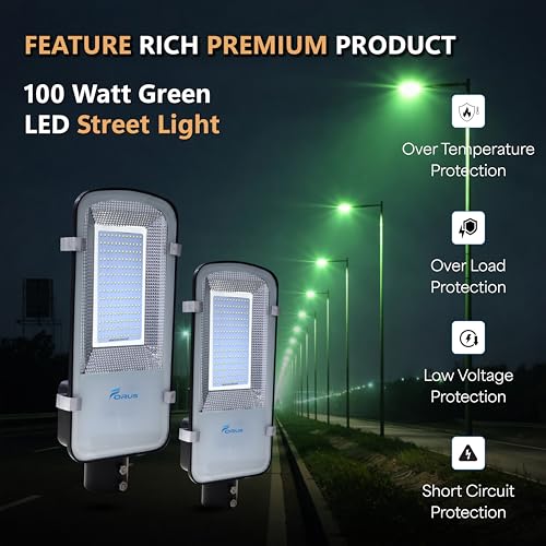 Image of Forus 100W LED Street Light with Clamp, IP66 Waterproof Outdoor LED Street Light, High Lumen 12000lm Green, Aluminium Body for Road, Parking Lot, Garden & Industrial Outdoor Lighting (1 Pc)