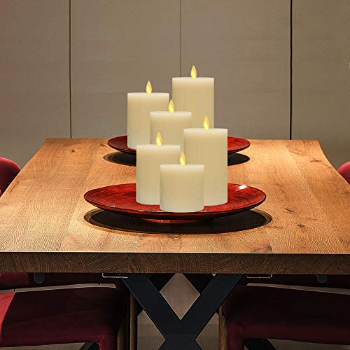 smtyle Flameless Candles for Fireplace Candelabra or Desk Decor Flickering with Moving Flame Wick Bright Pillar Candle with Remote Control Timer Battery Operated Ivory Flat Top 3