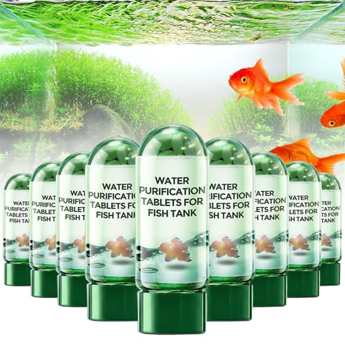Water Purification Tablets for Fish Tank, Powerful Aquarium Water Purification Tablet, Efficient Clear Turbidity & Improve Water Quality, Remove All Kinds of Turbidity from Fish TankWater (9pcs)