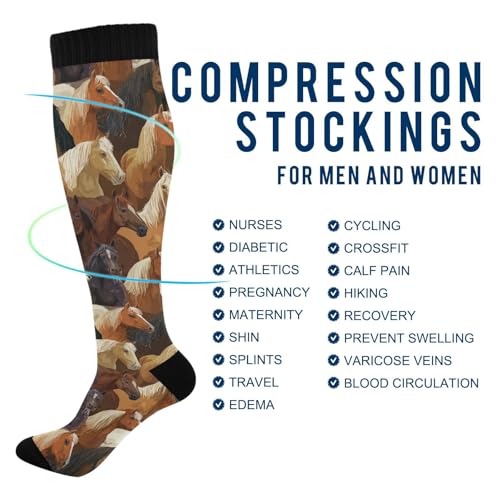 Image of Wusikd Heartbeat Symbol Compression Socks for Women and Men Circulation Black Long Socks for Athletic Running 1