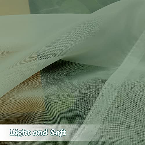 Image of Chyhomenyc Sage Green Sheer Curtains 72 Inch Length 2 Panels, Light Filtering Airy Breathable Rod Pocket Voile Drapes for French Door Bedroom Living Room, Each 42x72 Inch