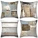 Juego de 4 Fundas Cojines Decorativos Pintura al Óleo Arte Contemporáneo 45x45 cm Decorativa Funda de Almohada Cojín Sauve Modernas para Cama Sofás Sala de Estar Dormitorio, Pizarra Caqui y Clara